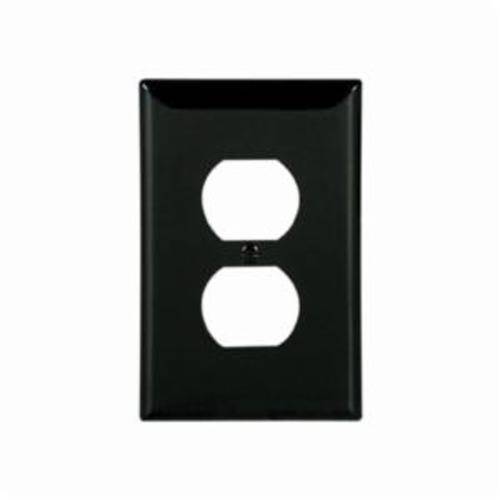 EATON Arrow Hart™ Eaton Wiring Devices PJ8BK PJ Series Mid-Sized Receptacle Wallplate, 1 Gangs, 4.87 in H x 3.12 in W, Polycarbonate/Thermoplastic, Black