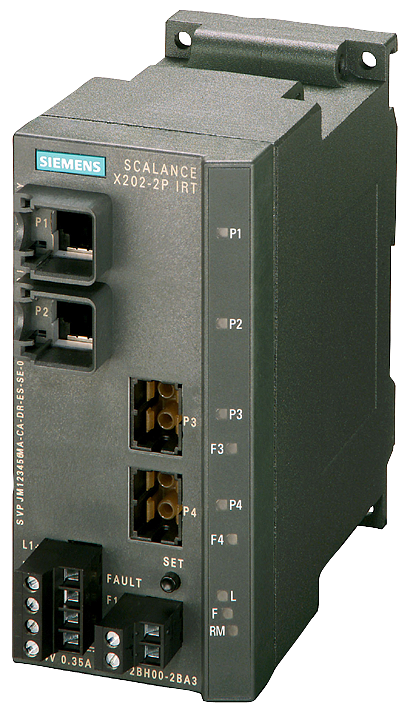 Siemens 6GK52022BH002BA3 SCALANCE X202-2PIRT Managed Industrial Ethernet IRT Switch, RJ45/SC-RJ/POF Port, Telnet/HTTP/HTTPS/TFTP/FTP/SNMP v1/SNMP v2/SNMP v3/DCP/LLDP/SNTP/HSR/MRP Redundancy/PRP Protocol