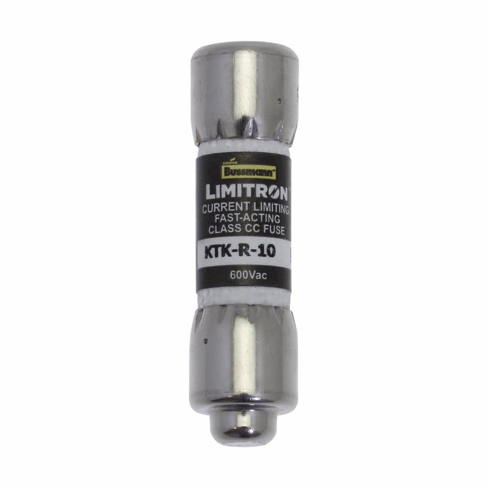 Bussmann Limitron™ KTK-R-10 Current Limiting Fast Acting Fuse, 10 A, 600 V, 200 kAIC Interrupt, CC Class, Cylindrical Body