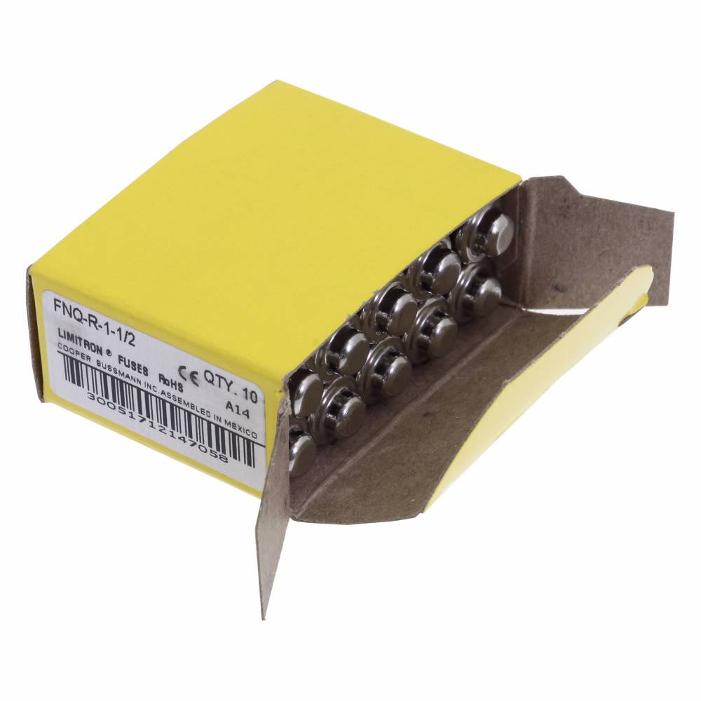 Bussmann CC-Tron® FNQ-R-1-1/2 Time Delay Fuse, 1.5 A, 600 V, 200 kA Interrupt, CC Class, Cylindrical Body