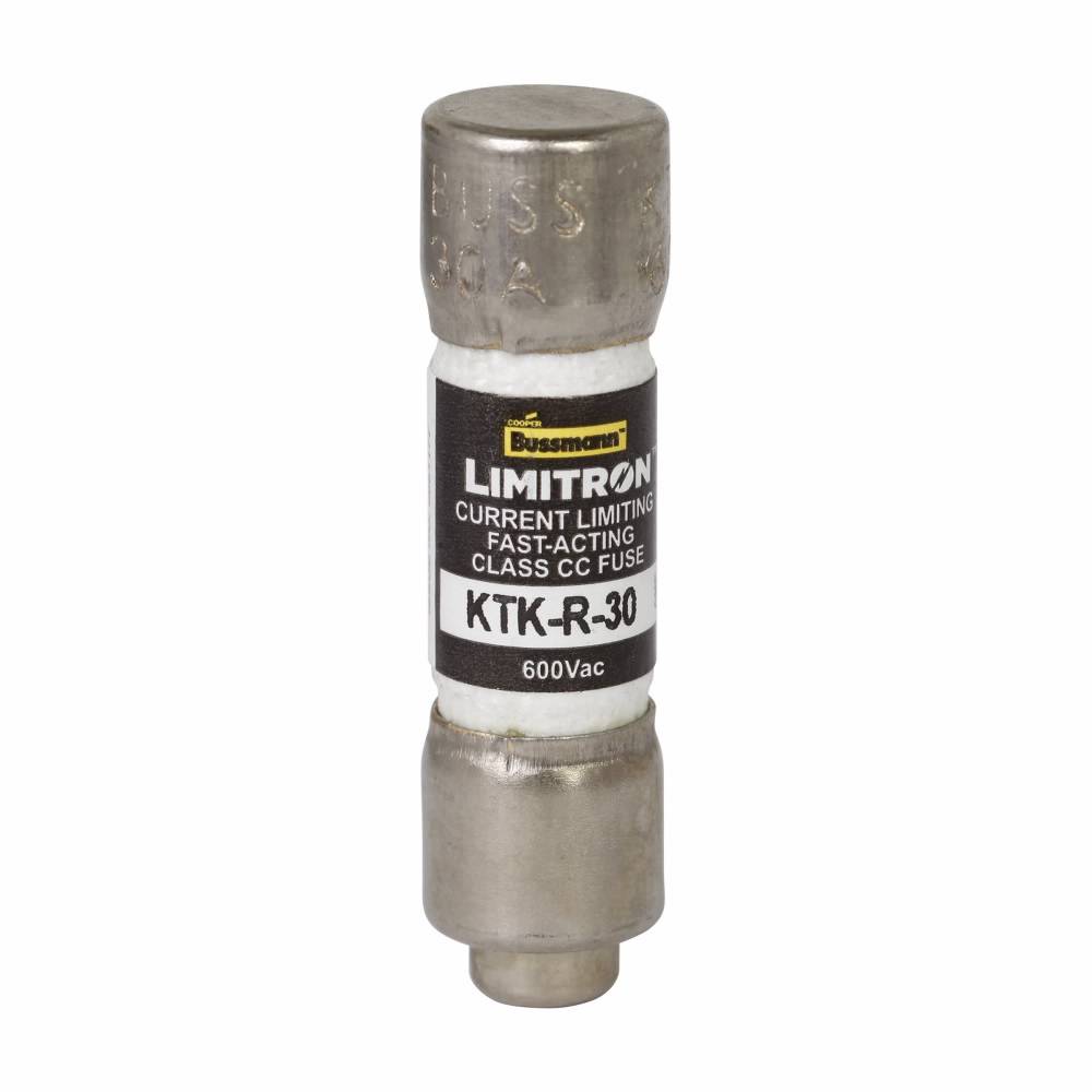 Bussmann Limitron™ KTK-R-30 Current Limiting Fast Acting Fuse, 30 A, 600 V, 200 kAIC Interrupt, CC Class, Cylindrical Body