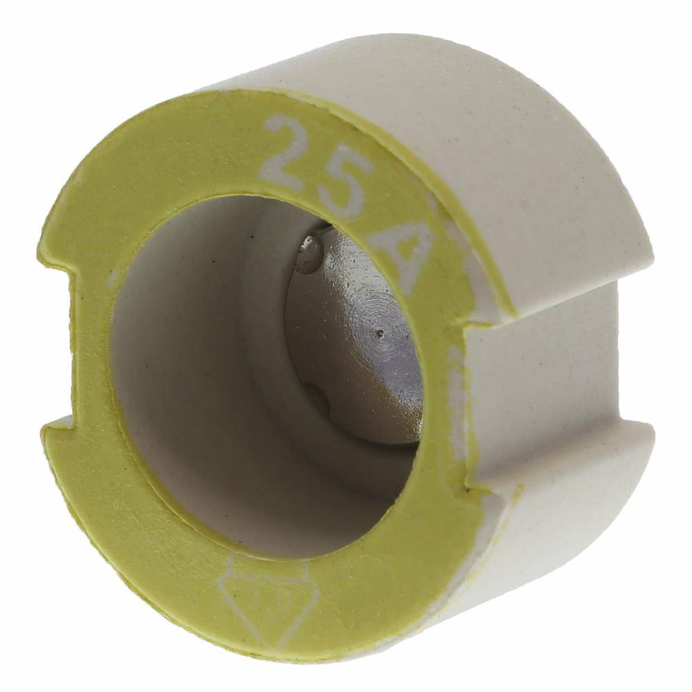 Bussmann 25GD27 Screw Cap Gauge Piece, For Use With Type DII Fuse Links, E27 Base, Non-Indicating DIN Type D Diazed Fuse, 500 V, 25 AV, Yellow