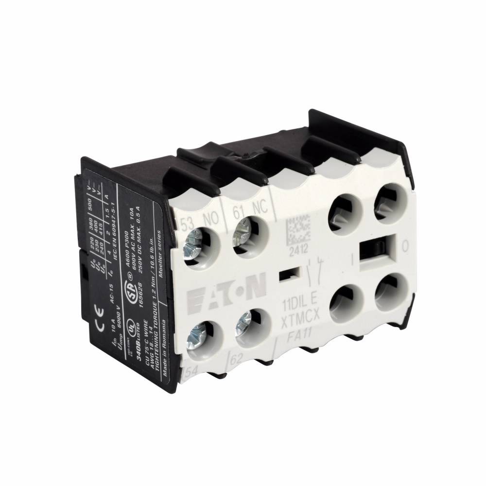 EATON XTMCXFA11 2-Pole Auxiliary Contact, 600 VAC, 10 A, 2 Contacts