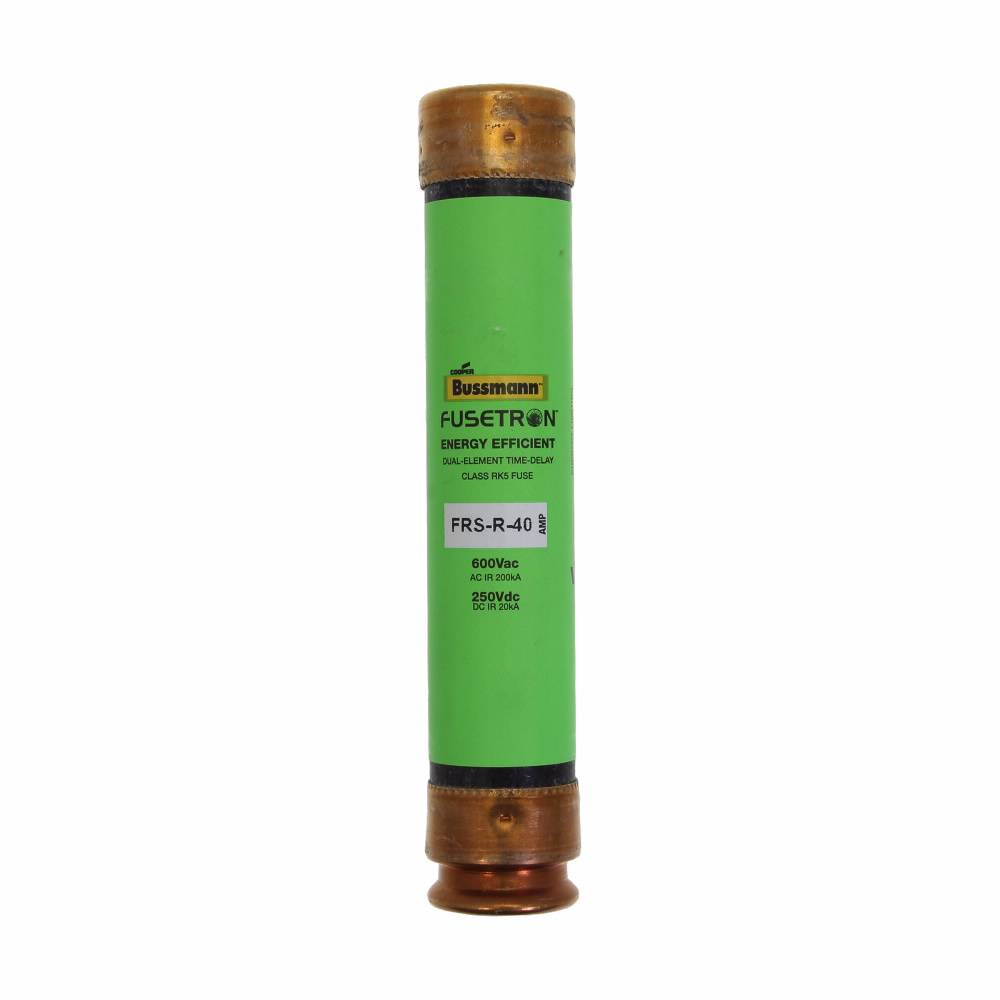 Bussmann Fusetron™ FRS-R-40 Advanced Protection Current Limiting Energy Efficient Low Voltage Time Delay Fuse, 40 A, 600 VAC/250 VDC, 20/200 kA Interrupt, RK5 Class, Cartridge Body