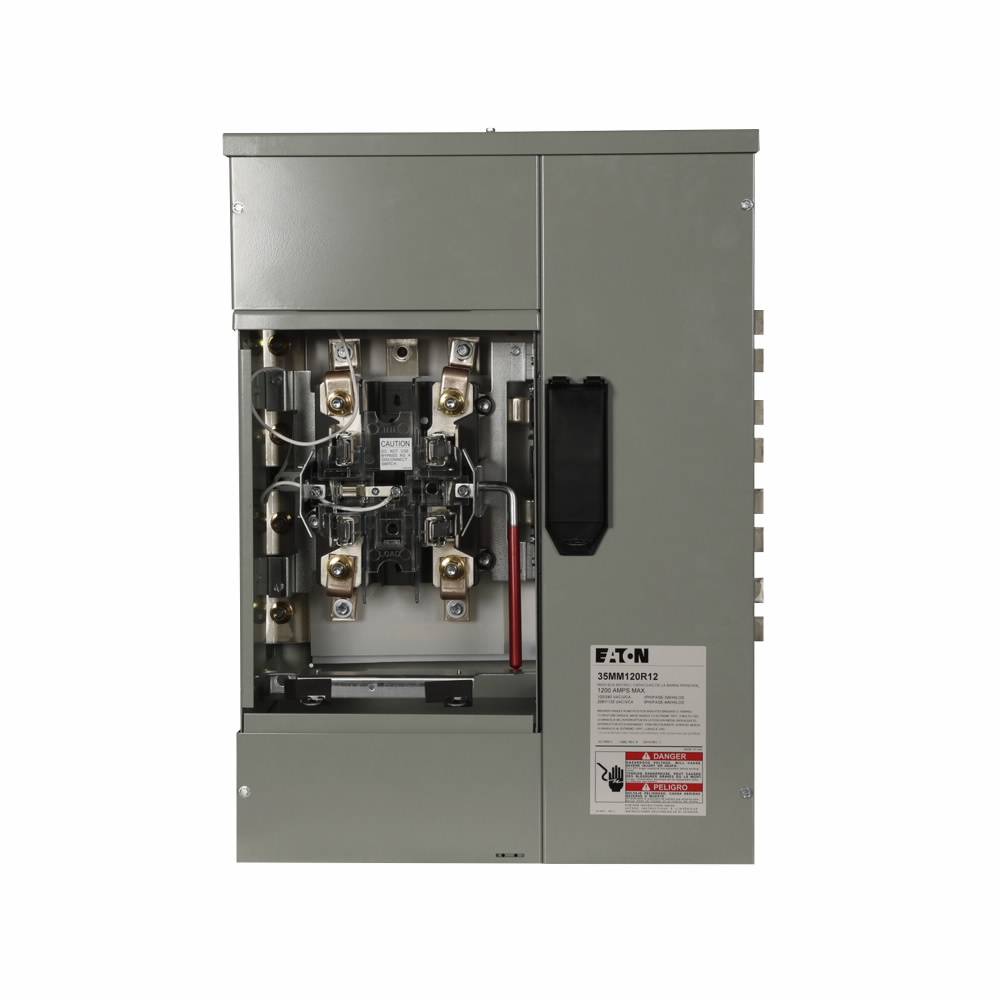EATON 35MM120R12 5-Jaw 1-Socket Multiple Metering Meter Stack Module With Ring Style Cover and Test Bypass, 120/240 VAC, 200 A, 3 Phase, 3 Wires, NEMA 3R Enclosure
