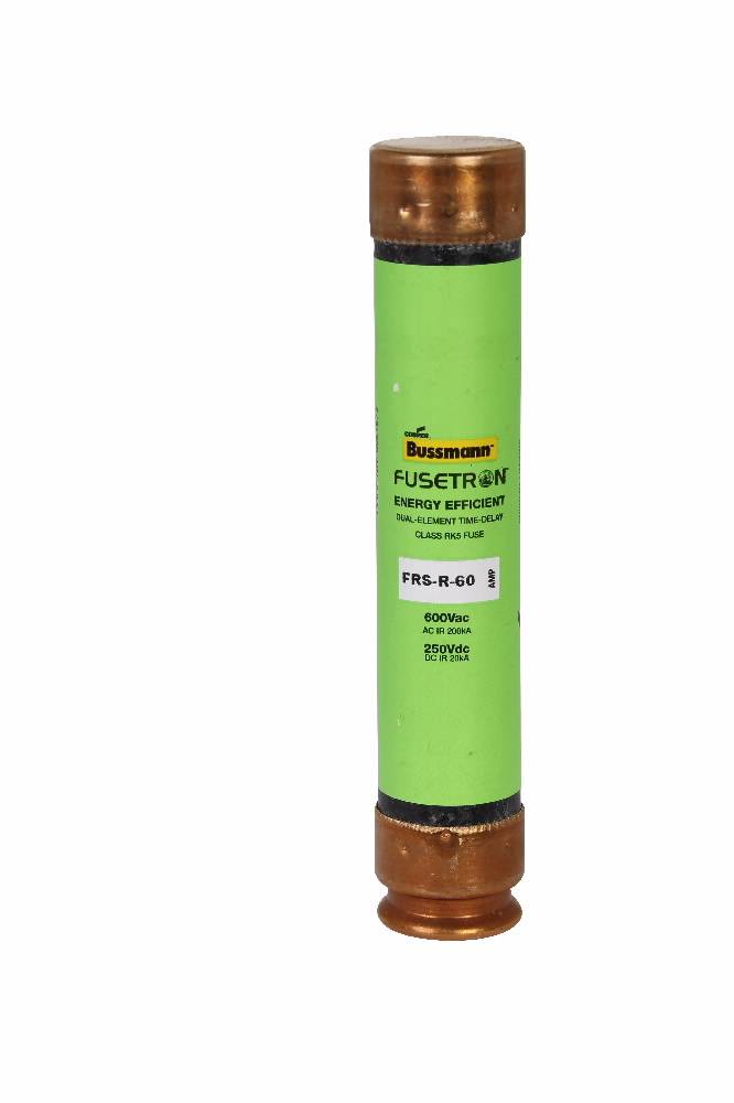 Bussmann Fusetron™ FRS-R-60 Advanced Protection Current Limiting Energy Efficient Low Voltage Time Delay Fuse, 60 A, 600 VAC/250 VDC, 20/200 kA Interrupt, RK5 Class, Cartridge Body