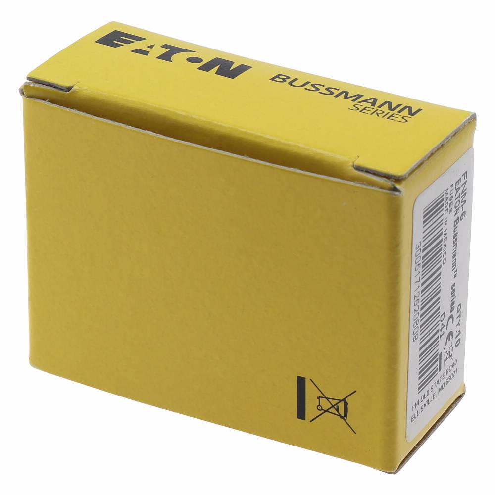 Bussmann Fusetron™ FNM-6 Low Voltage Supplemental Time Delay Midget Fuse, 6 A, 250 VAC, 200 A Interrupt, Class: Supplemental, Cartridge Body