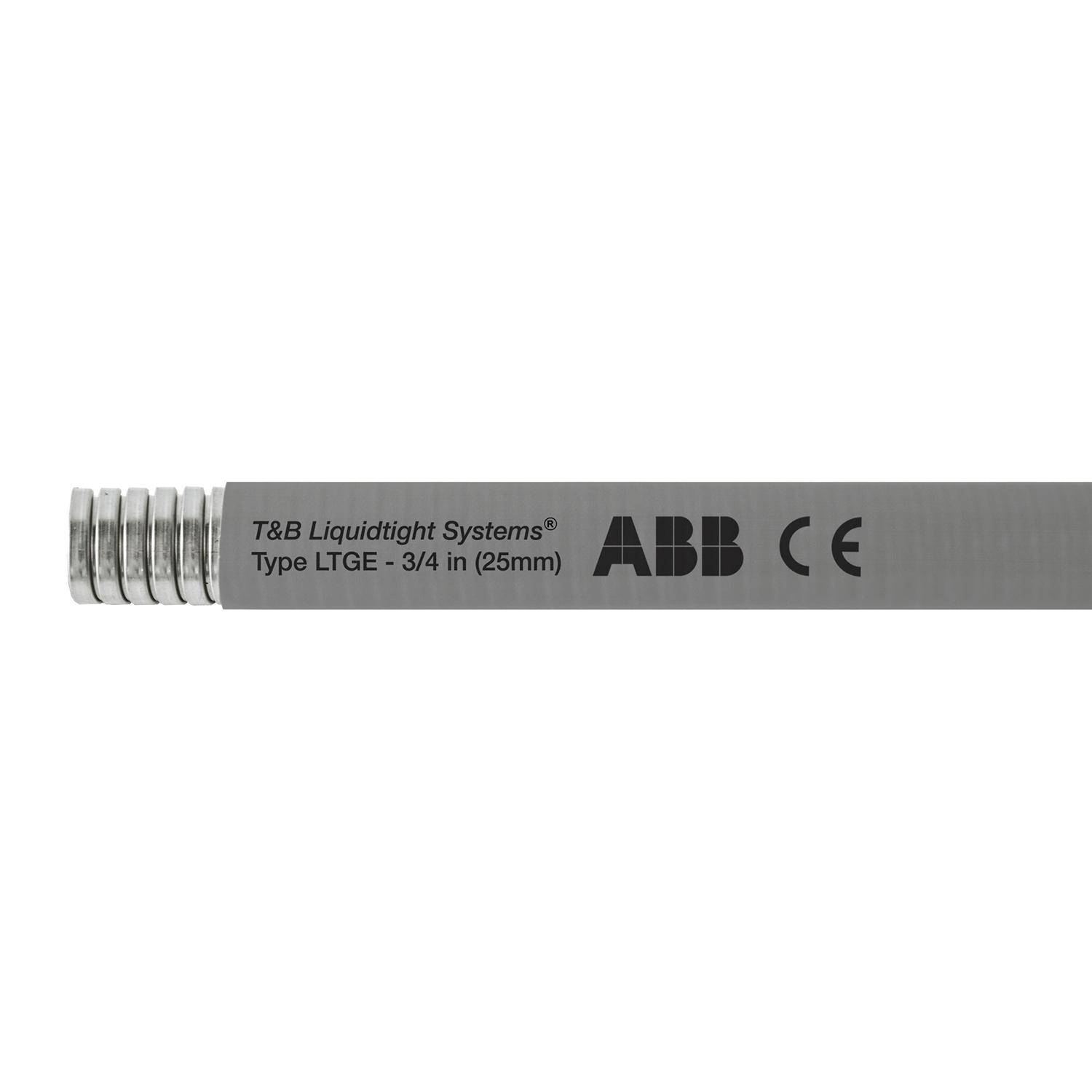 T&B® Industrial Fitting Liquidtight Systems™ LTGES06B-B Type LTGE Liquid Tight Flexible Metal Conduit With PVC Jacket, 1-1/2 in Trade, 1.575 in ID x 1.9 in OD, 50 ft L, Steel