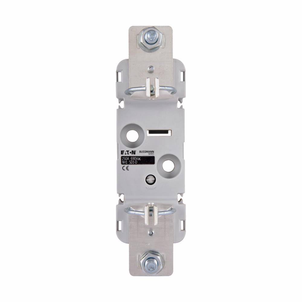 Bussmann SD1-D Screw, For Use With NH Base, NH1 Fuse Link, 400/500/690 VAC NH Series Class gG/aM Low Voltage Fuse, 690 V, 250 A, DIN Rail, Threaded Mount, 1/4 in Screw, Thermoplastic, Silver