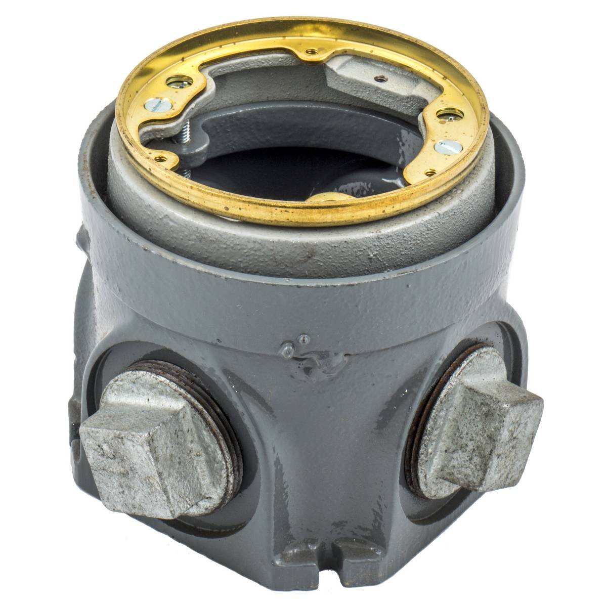 Wiring Device-Kellems B2506415 Fully Adjustable Standard Sized Floor Box, Cast Iron, 50.8 cu-in Capacity, 1 Gangs, 4 Knockouts, 5 in L x 4.66 in W x 4.75 in H