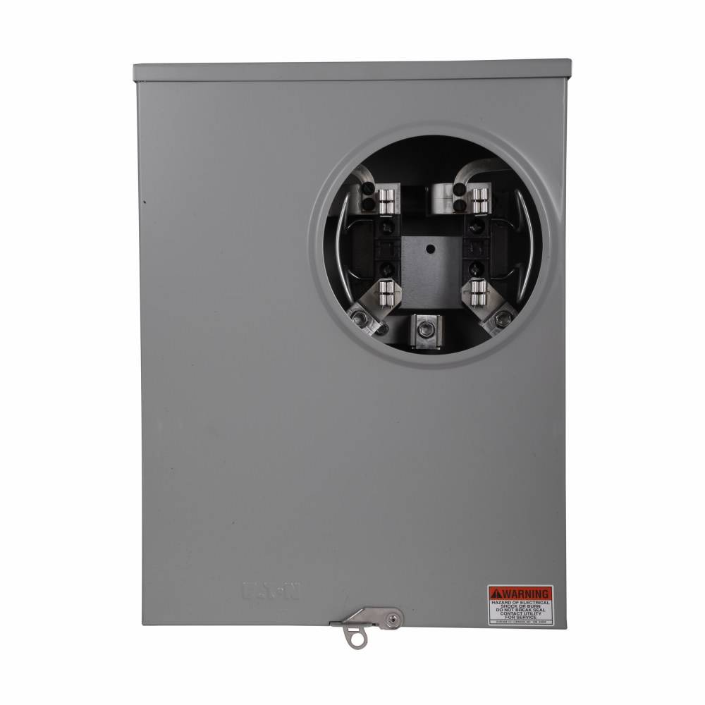EATON Cutler-Hammer 1008940CH 3-Wire 1-Position Residential Service Single Meter Socket With 14 to 2 AWG Copper Grounding Connector and Horn Bypass, 600 VAC, 200 A, 1 Phase