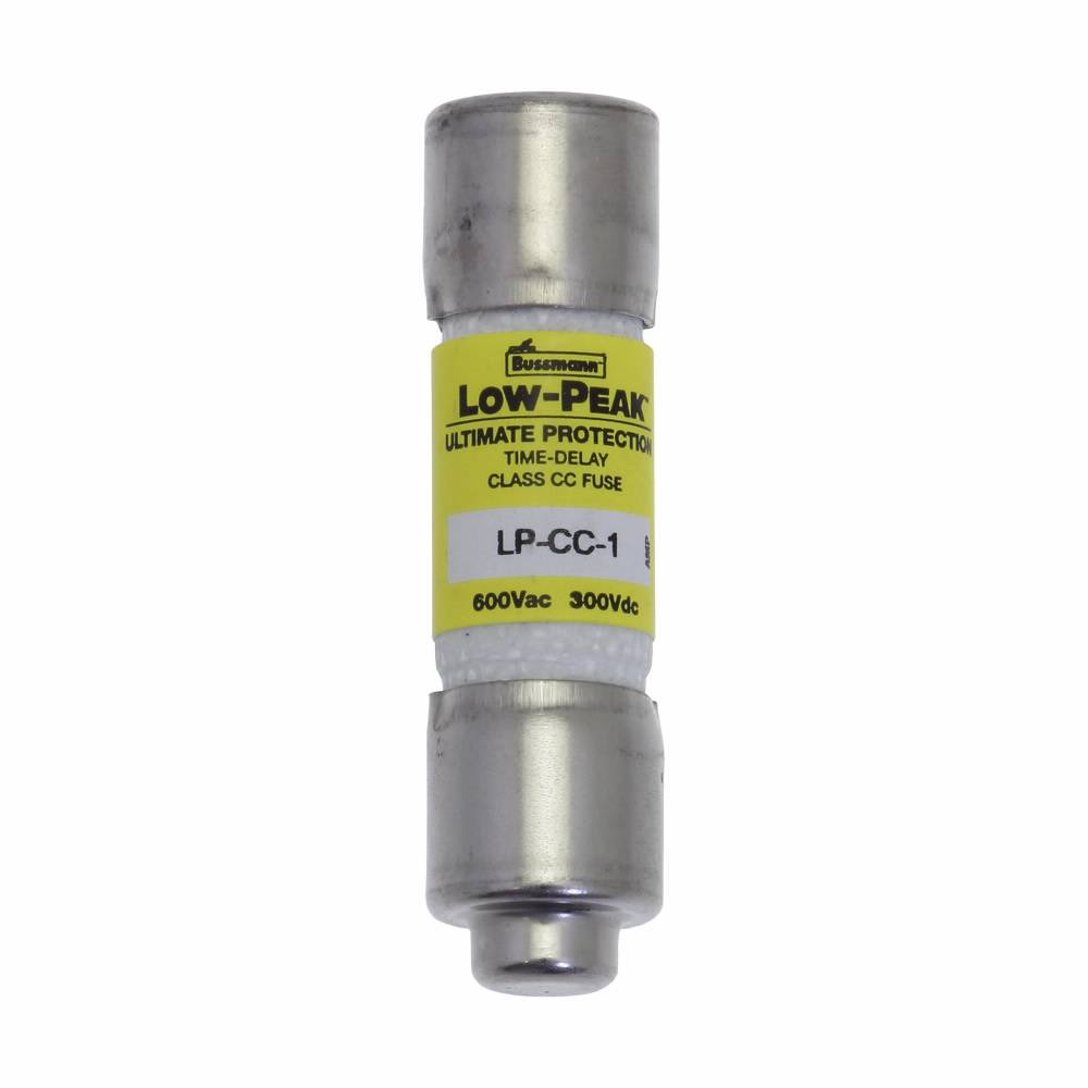 Bussmann Low-Peak™ LP-CC-1 Current Limiting Time Delay Fuse, 1 A, 600 VAC/300 VDC, 20/200 kA Interrupt, CC Class, Cartridge Body