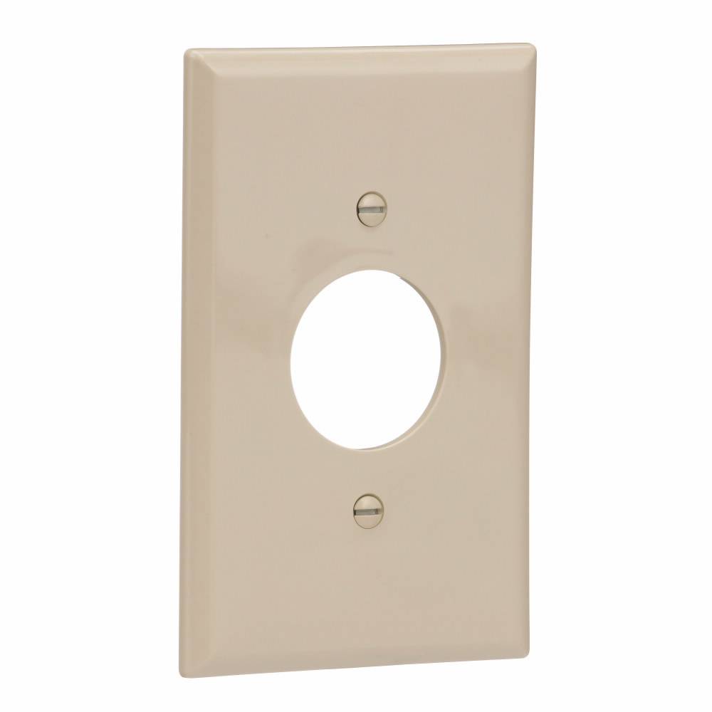 EATON Arrow Hart PJ7V Mid-Size Screwless Receptacle Wallplate, 1 Gang, 4.87 in H x 3.12 in W, Polycarbonate, Ivory