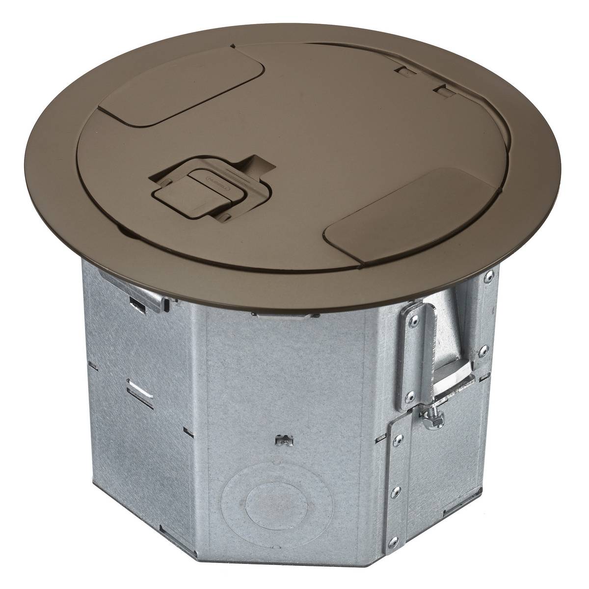 PREMISE WIRING SystemOne™ RAFB4BRZ Floor Box With Bronze Cover, Steel, 19 cu-in Capacity, 4 Gangs, 6.41 in H