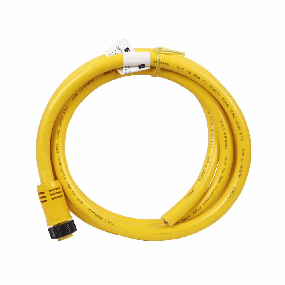 EATON CSMS5D5CY1602 Global Plus 5-Wire Standard Single End Connector Cable, 7/8-16 UN-2B 5-Pin Mini-Style Straight Female Connector, 2 m L Cable, 5 Poles, Single Keyway