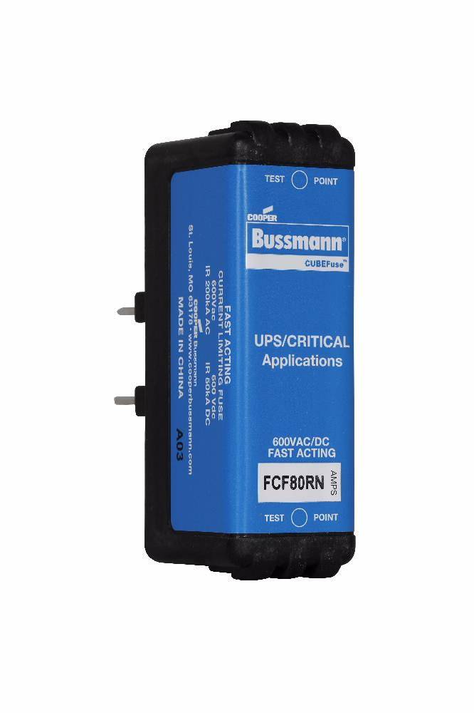 Bussmann CUBEFuse™ FCF80RN Fast Acting Non-Indicating Fuse, 80 A, 600 VAC/VDC, 50/200 kA Interrupt, Class: CF, Cartridge Body