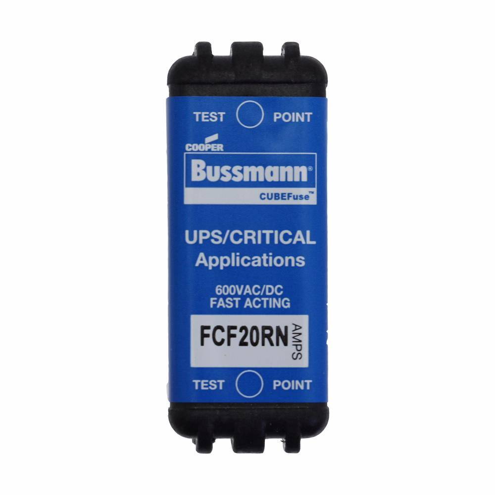 Bussmann CUBEFuse™ FCF20RN Fast Acting Non-Indicating Fuse, 20 A, 600 VAC/VDC, 50/300 kA Interrupt, Class: CF, Square Blade Body