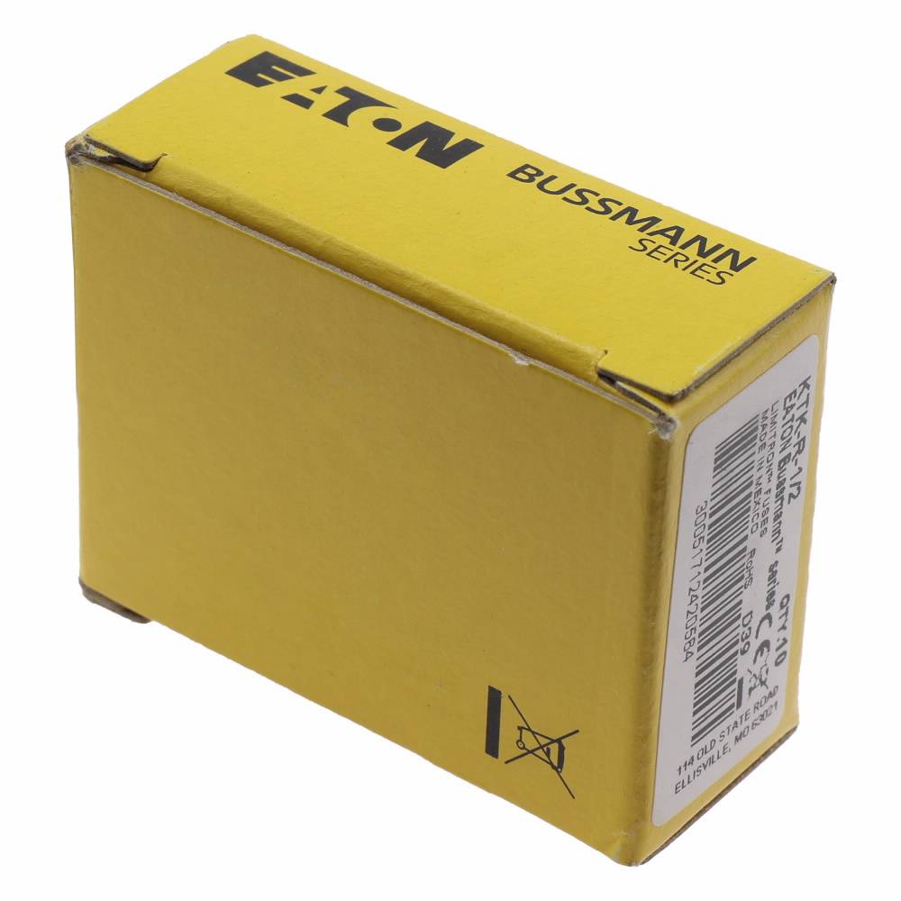 Bussmann Limitron™ KTK-R-1/2 Fast Acting Fuse, 0.5 A, 600 V, 200 kA Interrupt, CC Class, Cylindrical Body