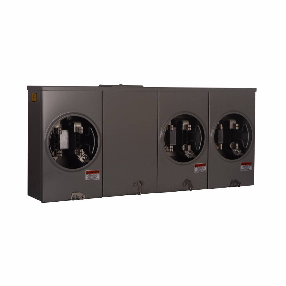 EATON Cutler-Hammer 1009614CH 3-Wire 3-Position Resi Raceway Open Trough Provision Single Meter Socket With Horn Bypass, 600 VAC, 200 A, 1 Phase