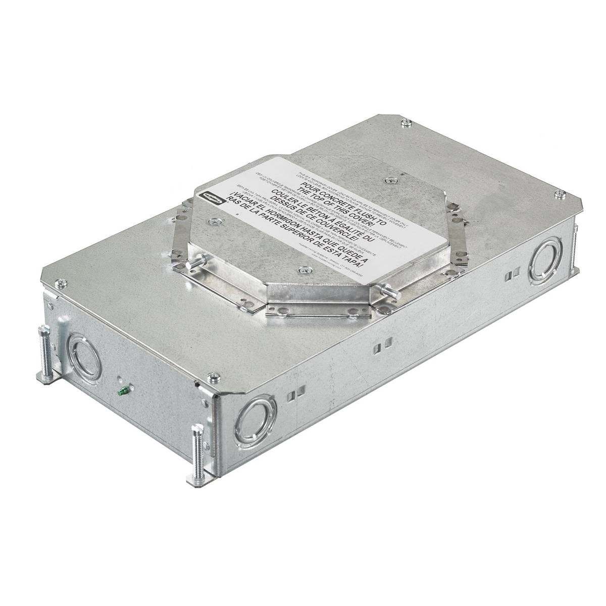 Wiring Device-Kellems SystemOne ScrubShield® CFB2G25R Above Grade Fully Adjustable Recessed Standard Floor Box, Stamped Steel, 30 cu-in Capacity, 2 Gangs, 10 Knockouts, 13.8 in L x 6.37 in W x 3.24 in H