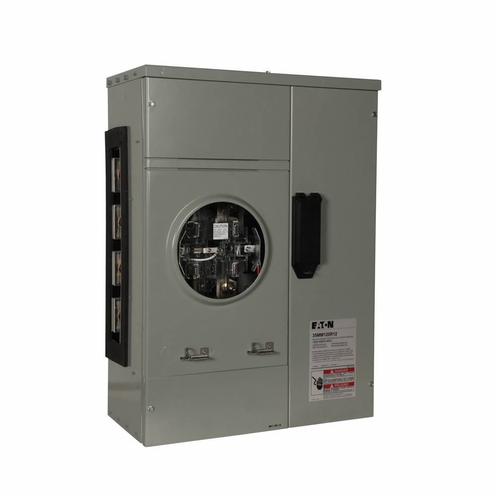 EATON 35MM120R12C 1-Meter 5-Jaw Plug-In Meter Stack Module With Ringless Style Cover and Lever Bypass, 120/240 VAC, 200 A, 3 Phase, 4 Wires, NEMA 3R Enclosure