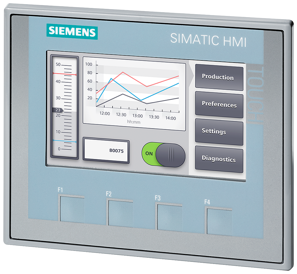 Siemens SIPLUS HMI 6AG11232DB032AX0 KTP400 2nd Generation Basic Panel, 24 VDC, 125 mA, 3 W, 4.3 in TFT Widescreen/LED Backlighting Display, 4 Keys, 1 x USB, Industrial Ethernet, PROFINET