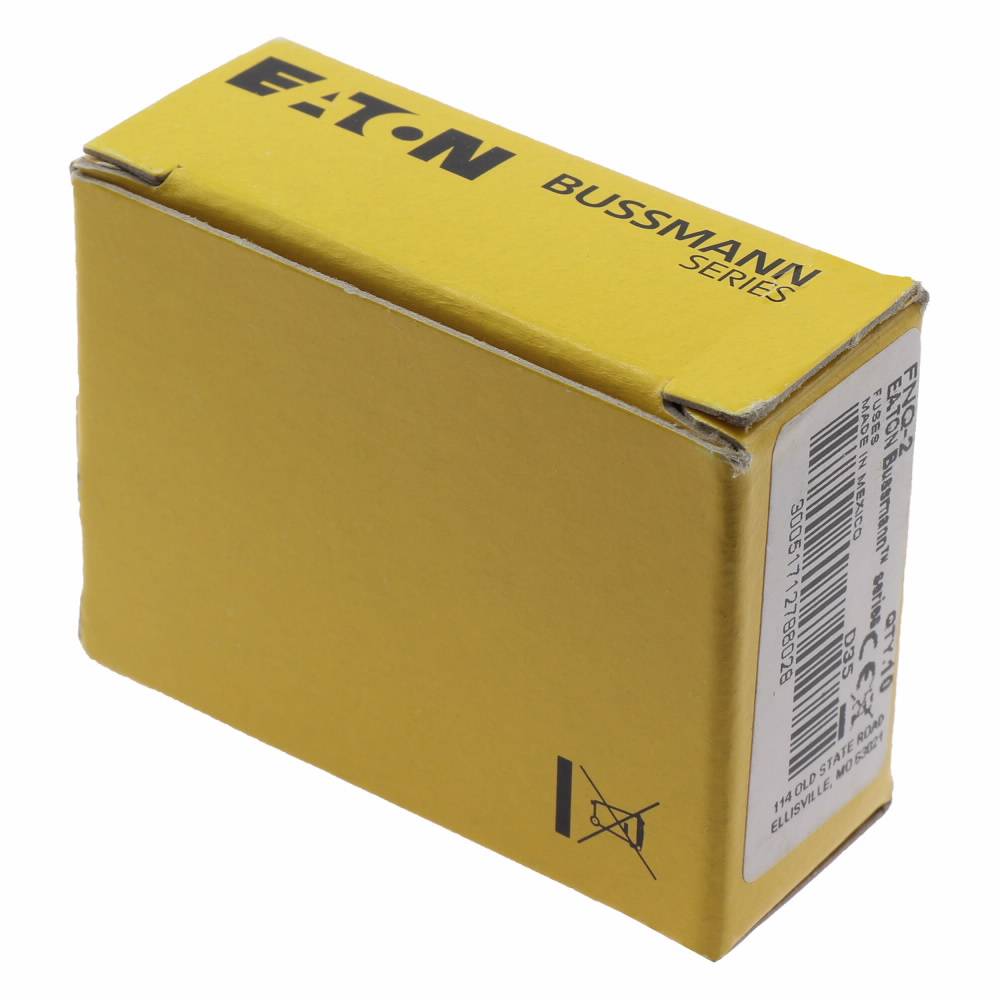 Bussmann Tron® FNQ-2 Time Delay Fuse, 2 A, 500 VAC, 10 kAIC Interrupt, Class: Supplemental, Cartridge Body