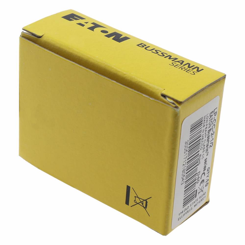 Bussmann Low-Peak™ LP-CC-2-1/2 Current Limiting Time Delay Fuse, 2.5 A, 600 VAC/300 VDC, 200/20 kAIC Interrupt, CC Class, Cartridge Body