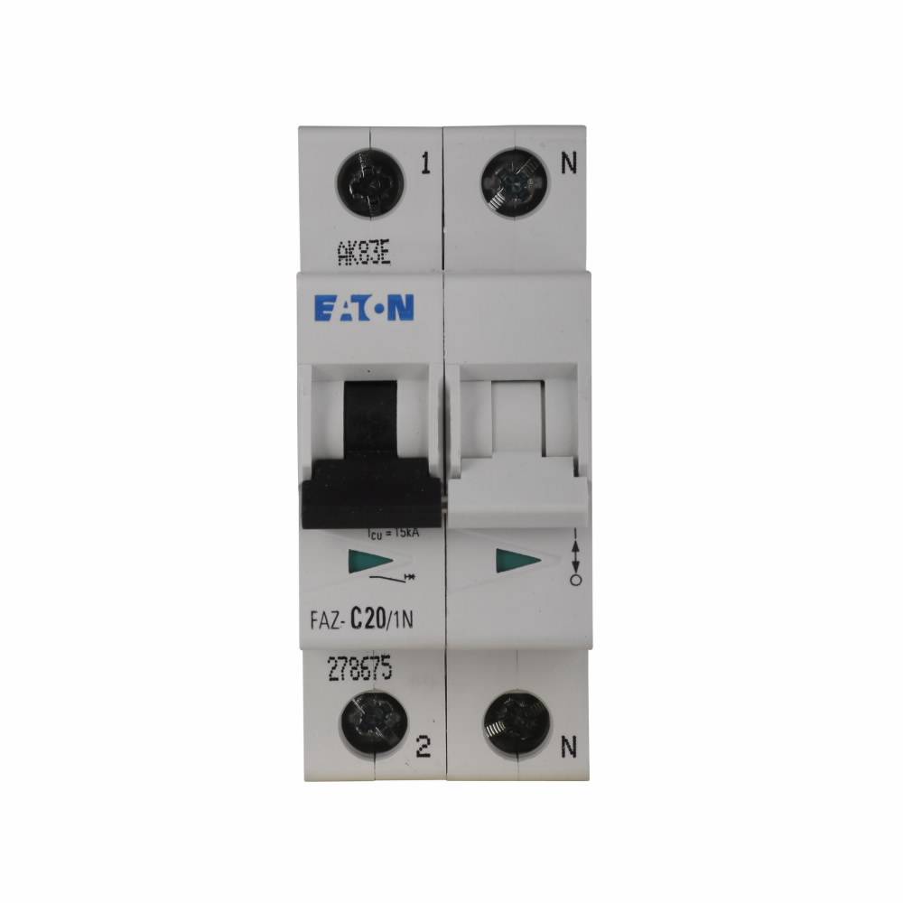 EATON FAZ-B13/1N Supplementary Protector With Neutral, 240 V, 13 A, 15 kA Interrupt, 1 Pole, 3-5X /n Trip