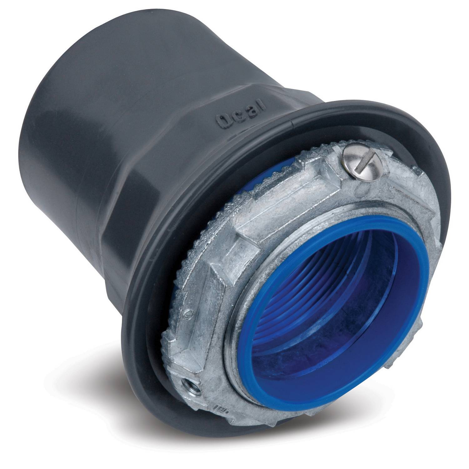 Ocal® STG2-G Grounding Hub Connector With Thermoplastic Insulated Throat, 3/4 in Trade, Locknut Installation, Zinc