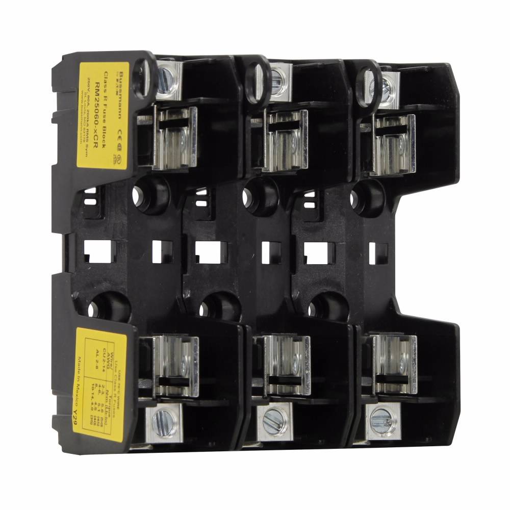 Edison RM25060-3CR Modular Fuse Block, 250 VAC, 60 A, Class: R, 14 to 2 AWG, 8 to 2 AWG Wire, 3 Poles
