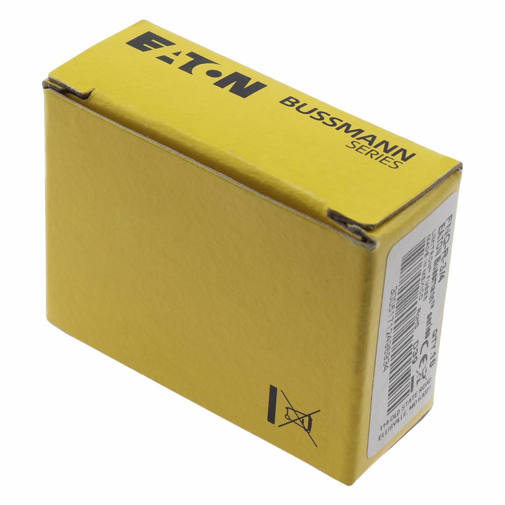 Bussmann CC-Tron® FNQ-R-3/4 Current Limiting Time Delay Fuse, 0.75 A, 600 V, 200 kAIC Interrupt, CC Class, Cylindrical Body