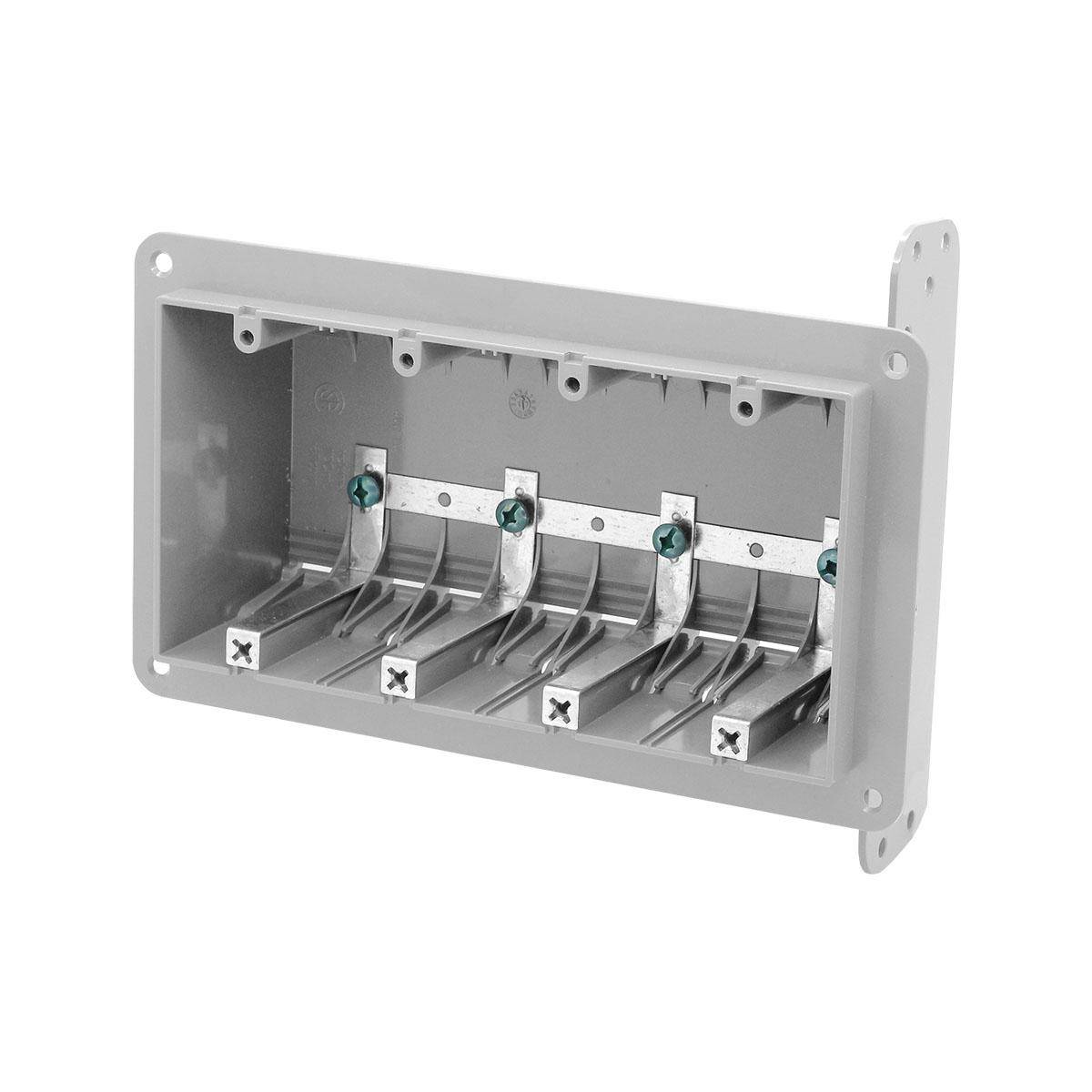 NuTek® 4-WSW Non-Metallic Device Box, Plastic, 67 cu-in Capacity, 4 Gangs, 3-3/4 in L x 7-5/8 in W x 2-3/4 in D