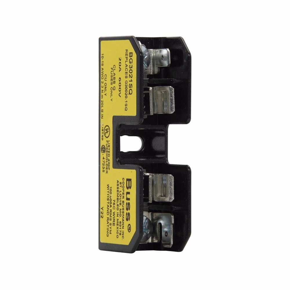 Bussmann BG3021PQ Open Style Fuse Block, 600 V, 1 to 20 A, Class: G, 18 to 10 AWG Wire, 1 Pole
