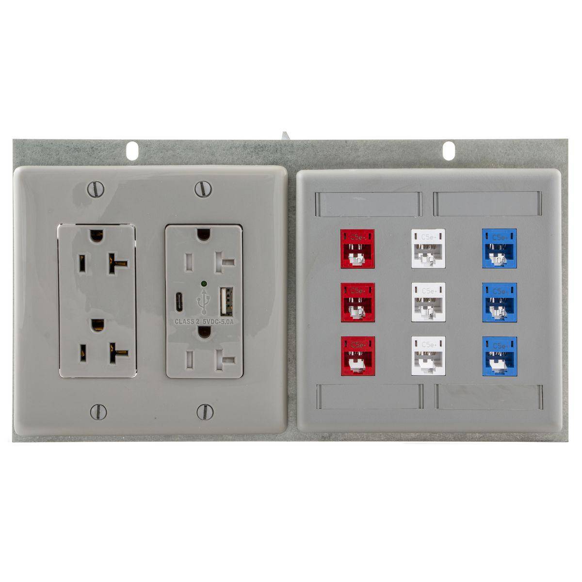 Wiring Device-Kellems FB10MPNEMA2XG 5-Gang Access Recessed Vertical Concrete Sub-Plate With (2) 2-Gang Openings Utilizing NEMA Spacing, For Use With SystemOne 8/10-Gang Floor Boxes, Screw Mount, Stamped Construction