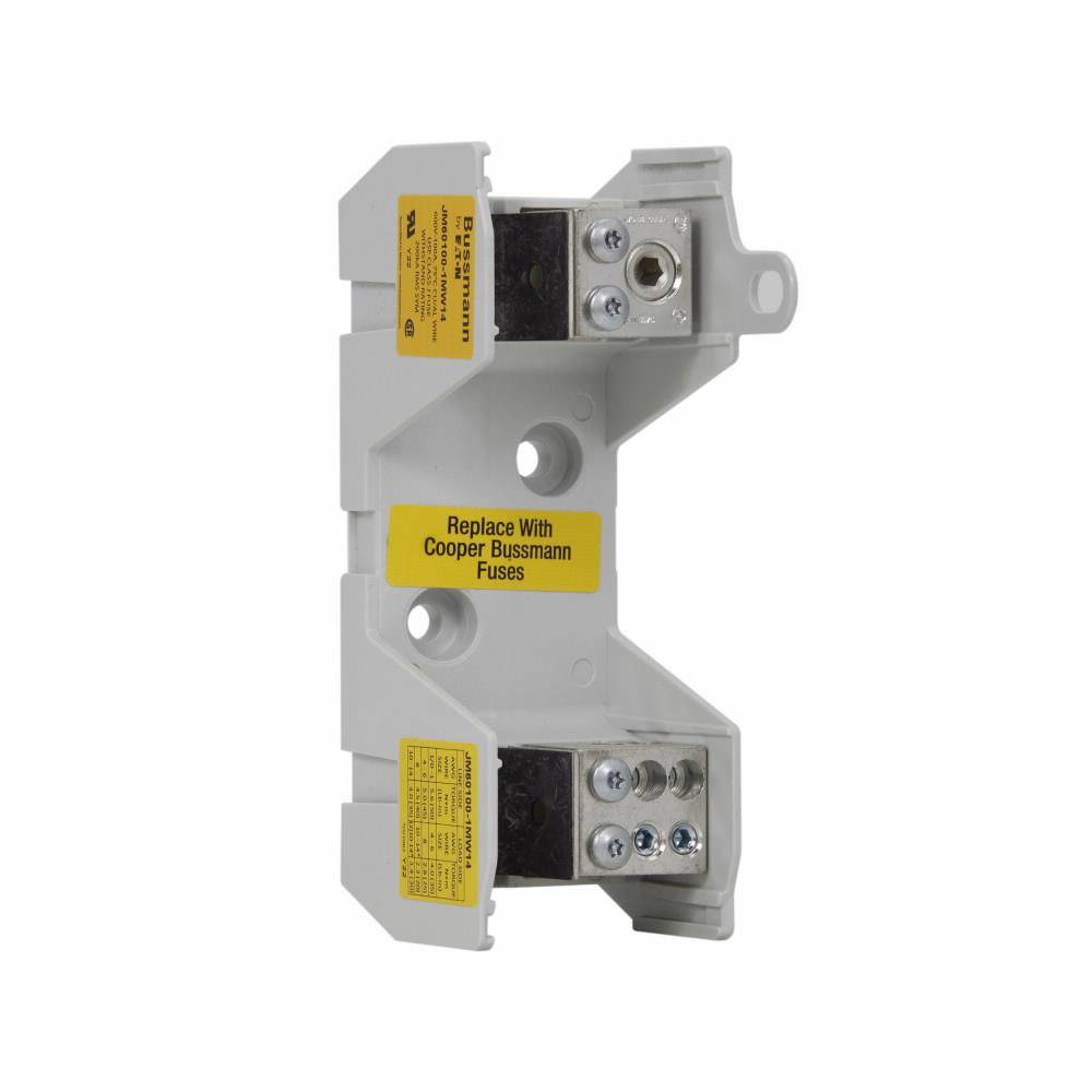 Edison JM60100-1MW14 JM600 Fuse Block, 600 VAC, 70 to 100 A, J Class, 14 to 1/0 AWG Wire, 1 Pole