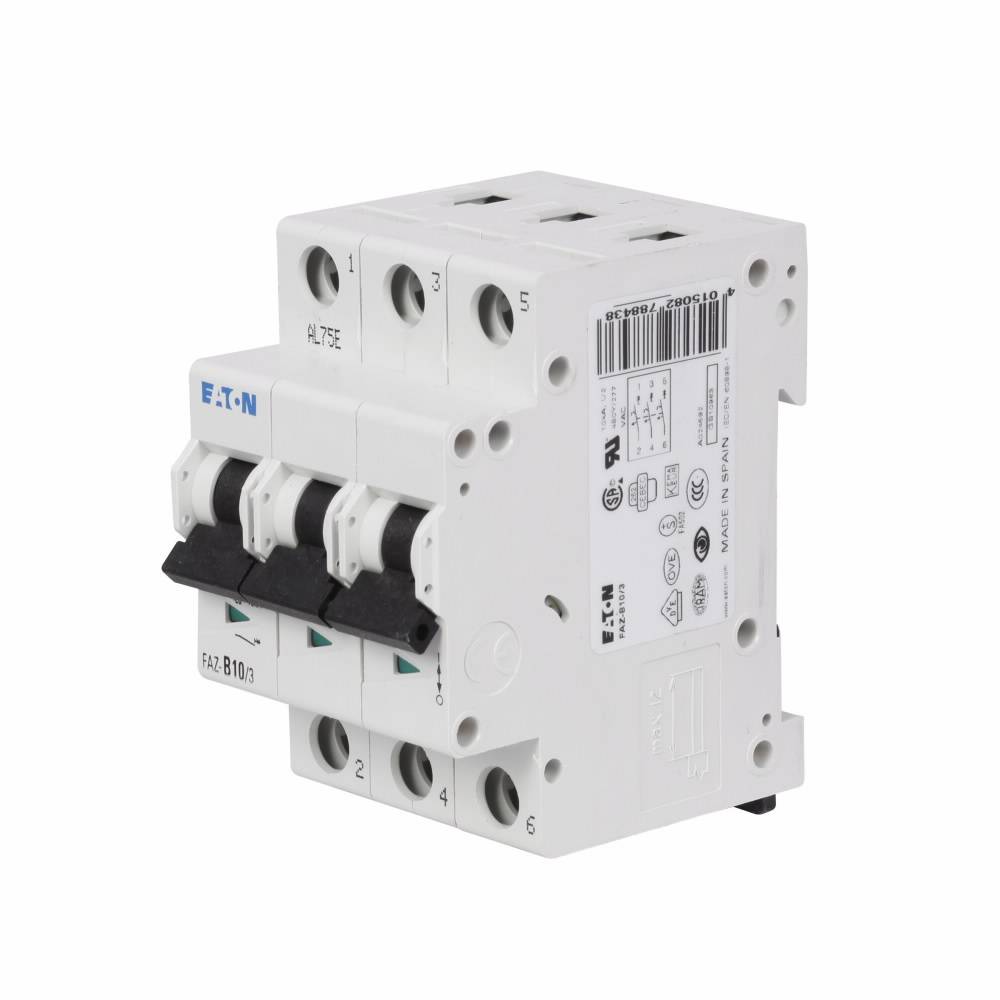 EATON FAZ-B1.5/3N Supplementary Protector With Neutral, 480Y/277 VAC, 1.5 A, 7.5/15 kA Interrupt, 3 Poles, B-Curve Trip