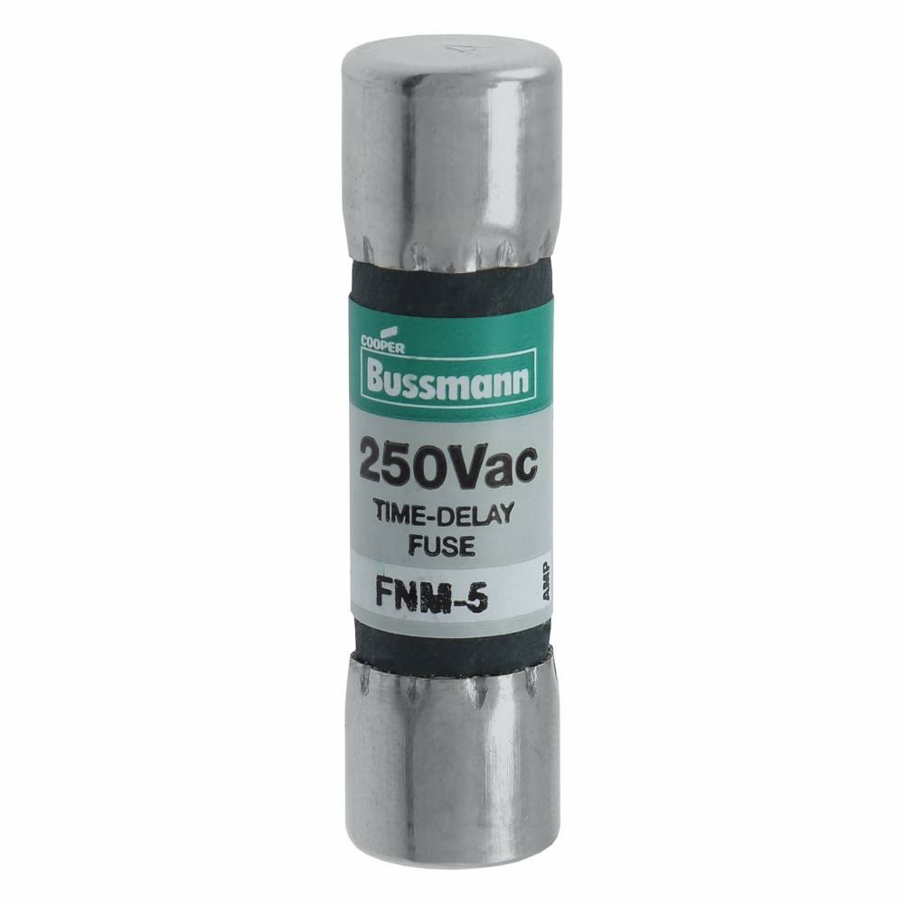 Bussmann Fusetron™ FNM-5 Low Voltage Supplemental Time Delay Midget Fuse, 5 A, 250 VAC, 200 A Interrupt, Class: Supplemental, Cartridge Body