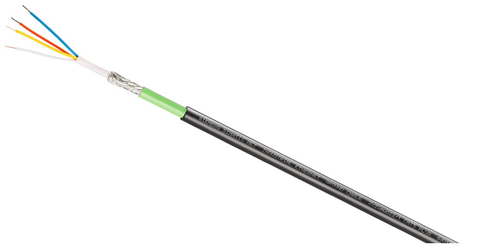 Siemens 6XV18712G Cat 5e Standard Shielded Unassembled Bus Cable, 100 VAC, (4) 0.64, 1.5 sq-mm Braided Tin Plated Copper Conductor, 20 to 1000 m L