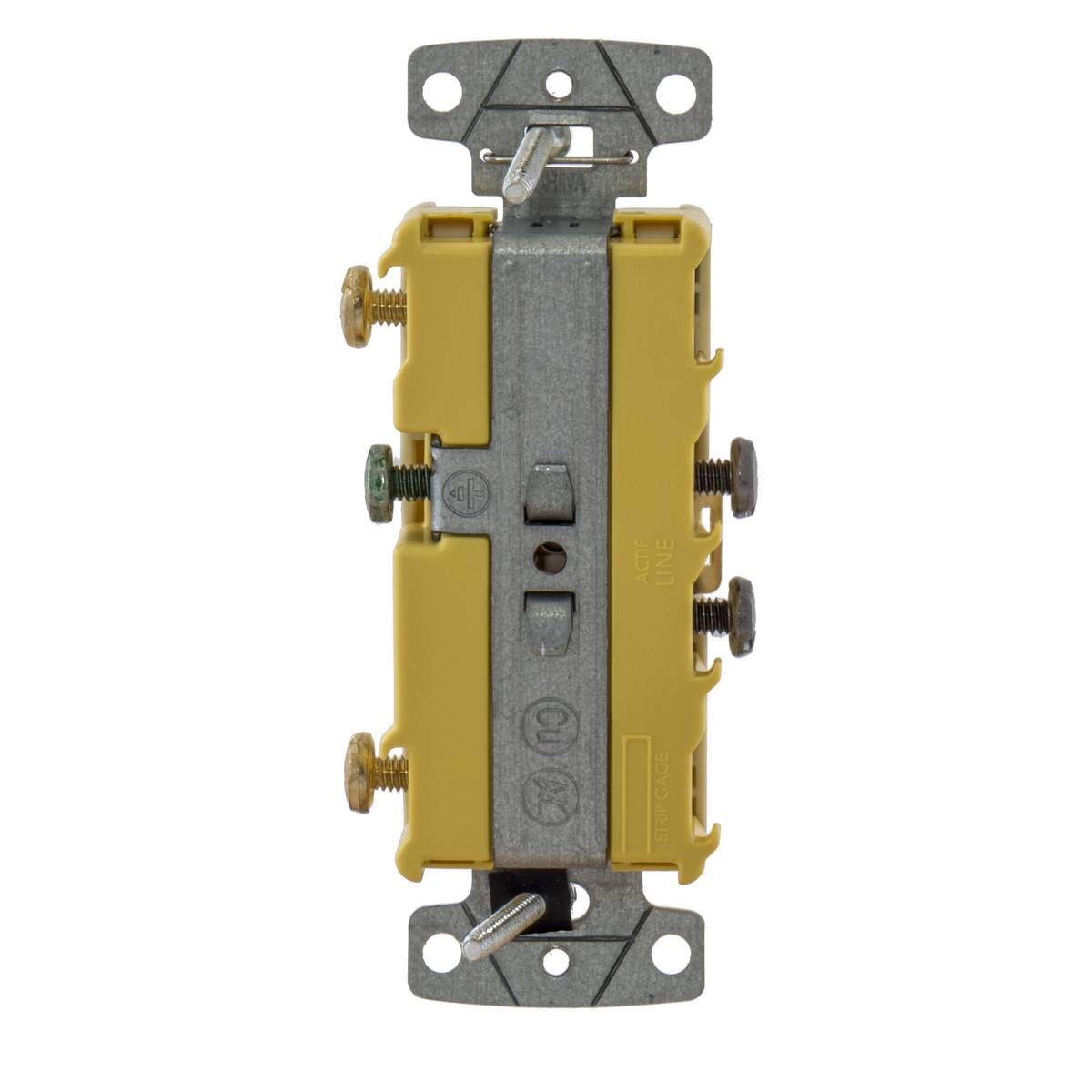 Wiring Device-Kellems RC108ITR Traditional 2-Position Tamper-Resistant Standard Self-Grounding Combination Switch and Receptacle, Electrical Ratings: 15 A at 120/125 VAC, 1 Poles, 3 Wires, Snap Switch Reset