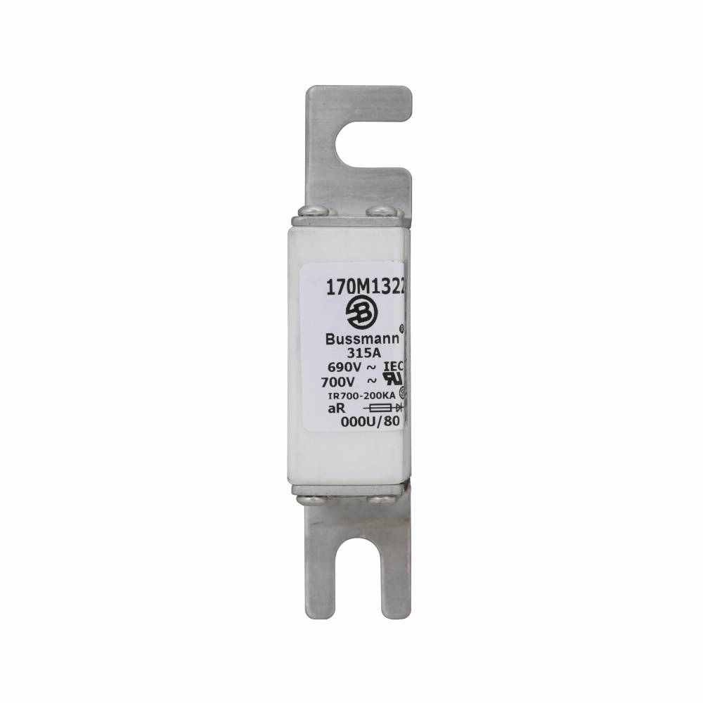 Bussmann 170M1322 Type U/80 High Speed Fuse, 315 A, 690 VAC, 200 kA Interrupt, Class: aR, Square Body