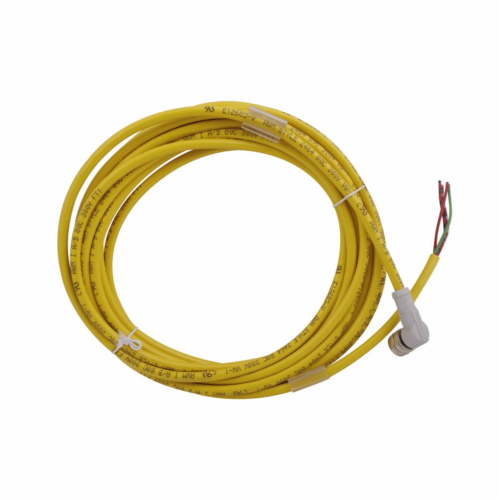 EATON CSAR4F4CY1805 Global Plus 4-Wire Standard Single End Connector Cable, 1/2-20 UNF-2B 4-Pin Micro-Style Female Connector, 5 m L Cable, 4 Poles, Dual Keyway