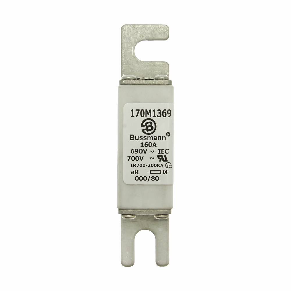 Bussmann 170M1369 Type 80 High Speed Fuse, 160 A, 690 VAC, 200 kA Interrupt, Class: aR, Square Body