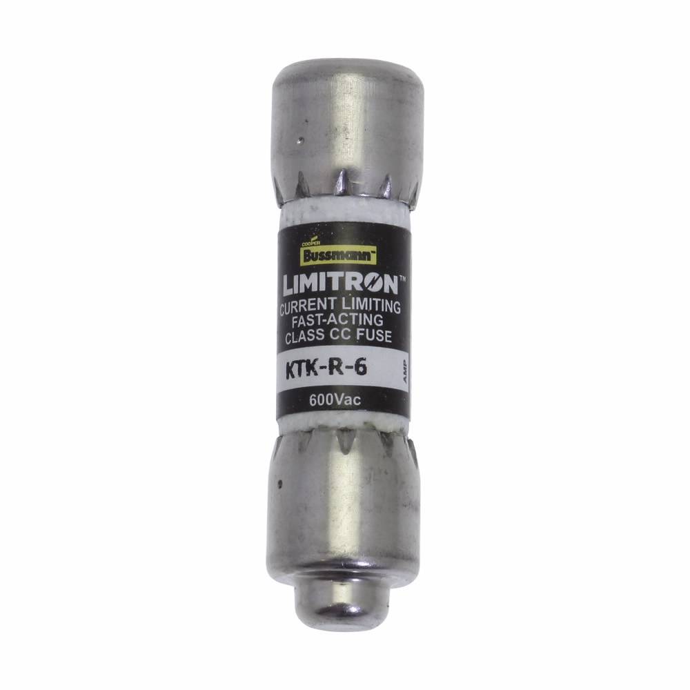 Bussmann Limitron™ KTK-R-6 Fast Acting Current Limiting Low Voltage Fuse, 6 A, 600 V, 200 kA Interrupt, CC Class, Cartridge Body