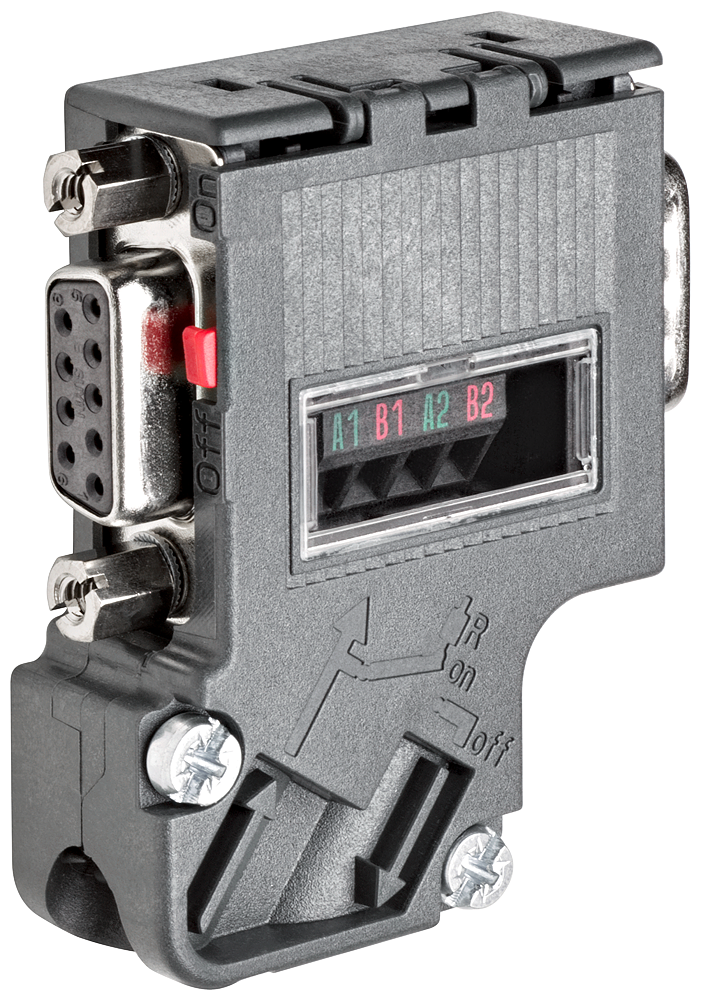 Siemens 6AG19720BB427XA0 RS 485 Bus Connector, For Use w/ SIPLUS DP PROFIBUS Nodes to the PROFIBUS Bus Cable, 15.8 mm W x 39.5 mm D x 54 mm H, Plastic