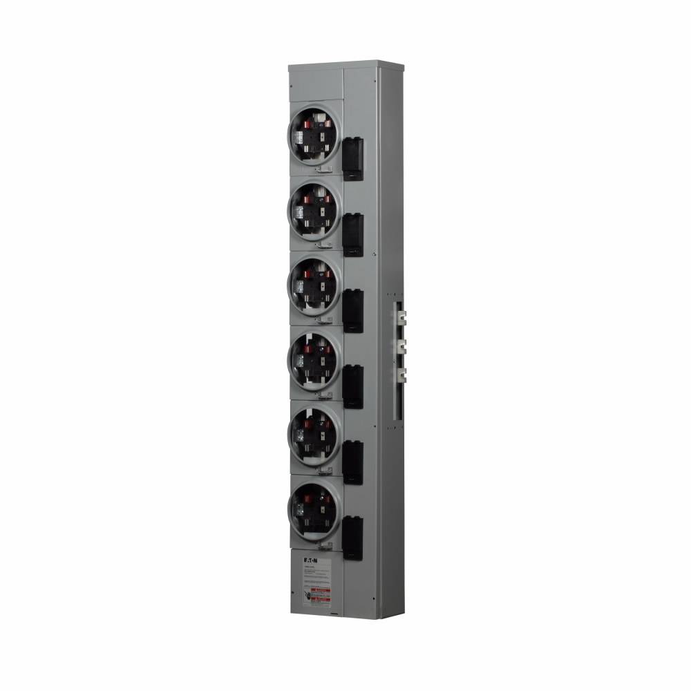 EATON 1MM612RRLC 6-Meter 4-Jaw Multiple Metering Meter Stack Module With Ringless Style Cover, 120/240 VAC, 125 A, 1 Phase, 3 Wires
