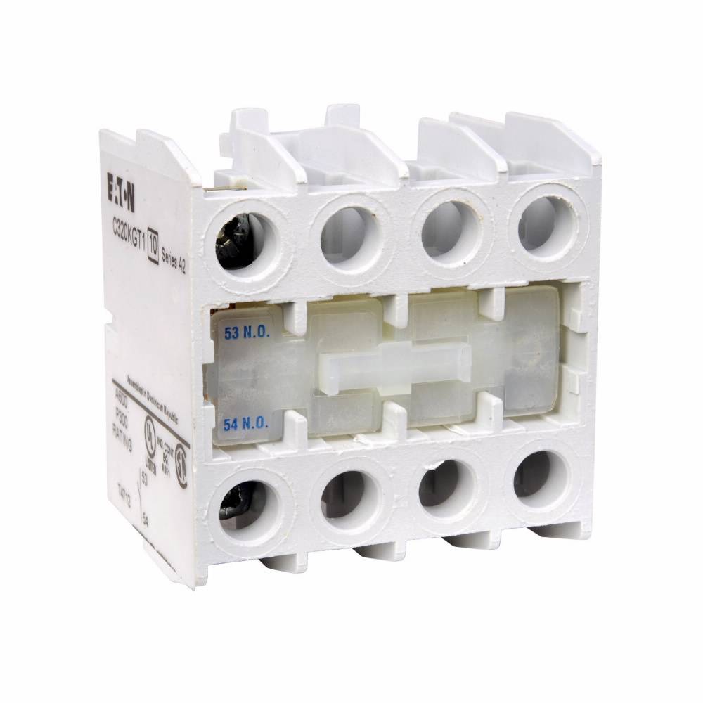 EATON C320KGT9 Heavy Duty Auxiliary Contact, 600 VAC, 10 A, 2 Contacts, Silver Cadmium Alloy