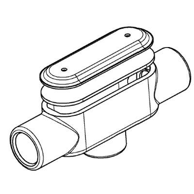 T&B® Uni-Pak™ TB100MCG 35 Type TB Conduit Body With Cover, Gasket, 1 in Hub, 15 cu-in Capacity, Malleable Iron, Aluminum Acrylic Coated/Zinc Plated