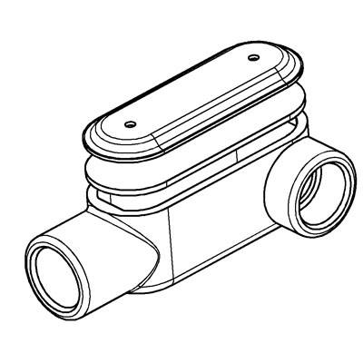 T&B® Uni-Pak™ LL100MCG 35 Type LL Conduit Body With Cover, Gasket, 1 in Hub, 12.5 cu-in Capacity, Malleable Iron, Aluminum Acrylic Coated/Zinc Plated