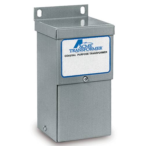 Acme Electric® T153005 Air Colled/Dry Distribution Transformer, 240/480 VAC Primary, 120/240 VAC Secondary, 0.1 kVA Power Rating, 50/60 Hz, 1 ph Phase